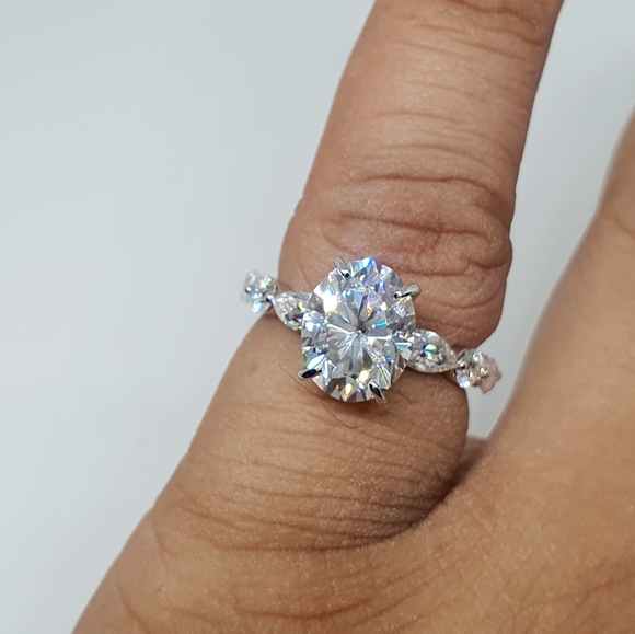 3 Carat Oval Cut Moissanite Engagement Ring Gold - Picture 10 of 10